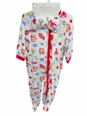 🦋6-9 Milkberry 2 way zipper 
Bamboo 2 piece set Footed Zipper Romper
Coastal red